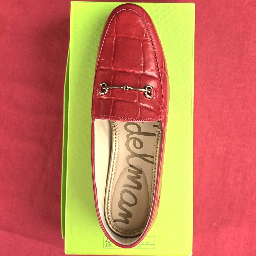 Sam Edelman Loraine, Red Croc Pattern Loafers NEW In Box 10.5M - Picture 6 of 16